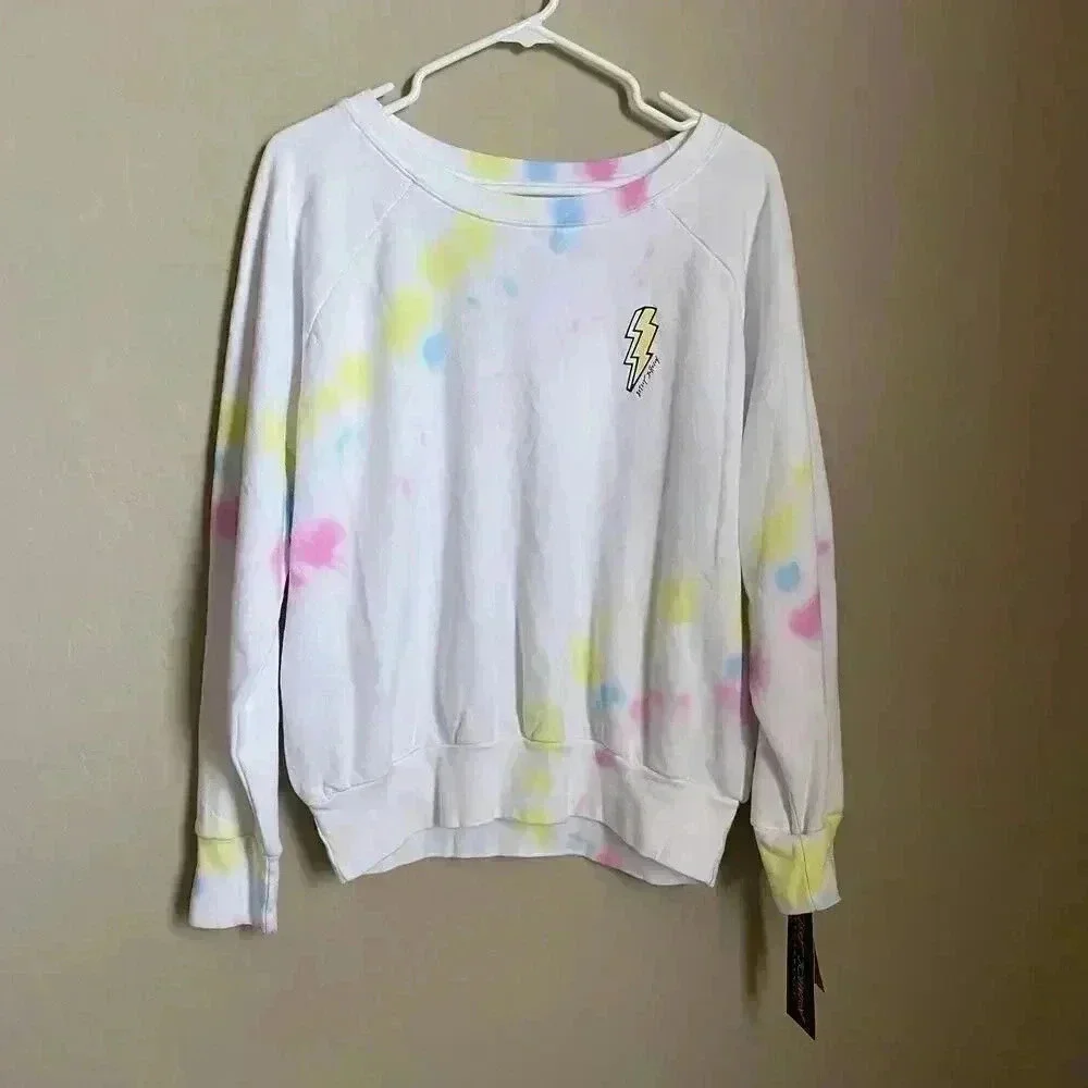 Betsey Johnson Angled Tie Dye Sweatshirt White‎ XS